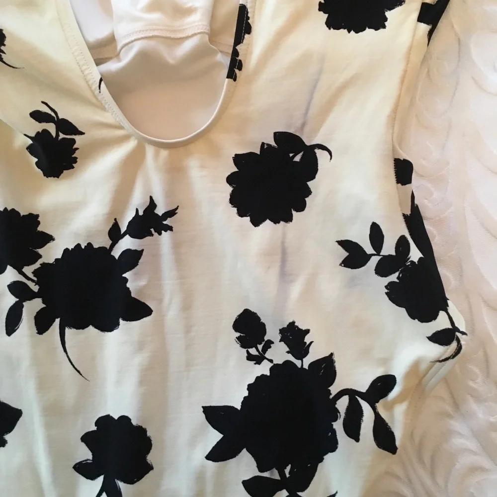 Kate Spade Cream One-Piece Swimsuit with Black Floral Print - Picture 9 of 12